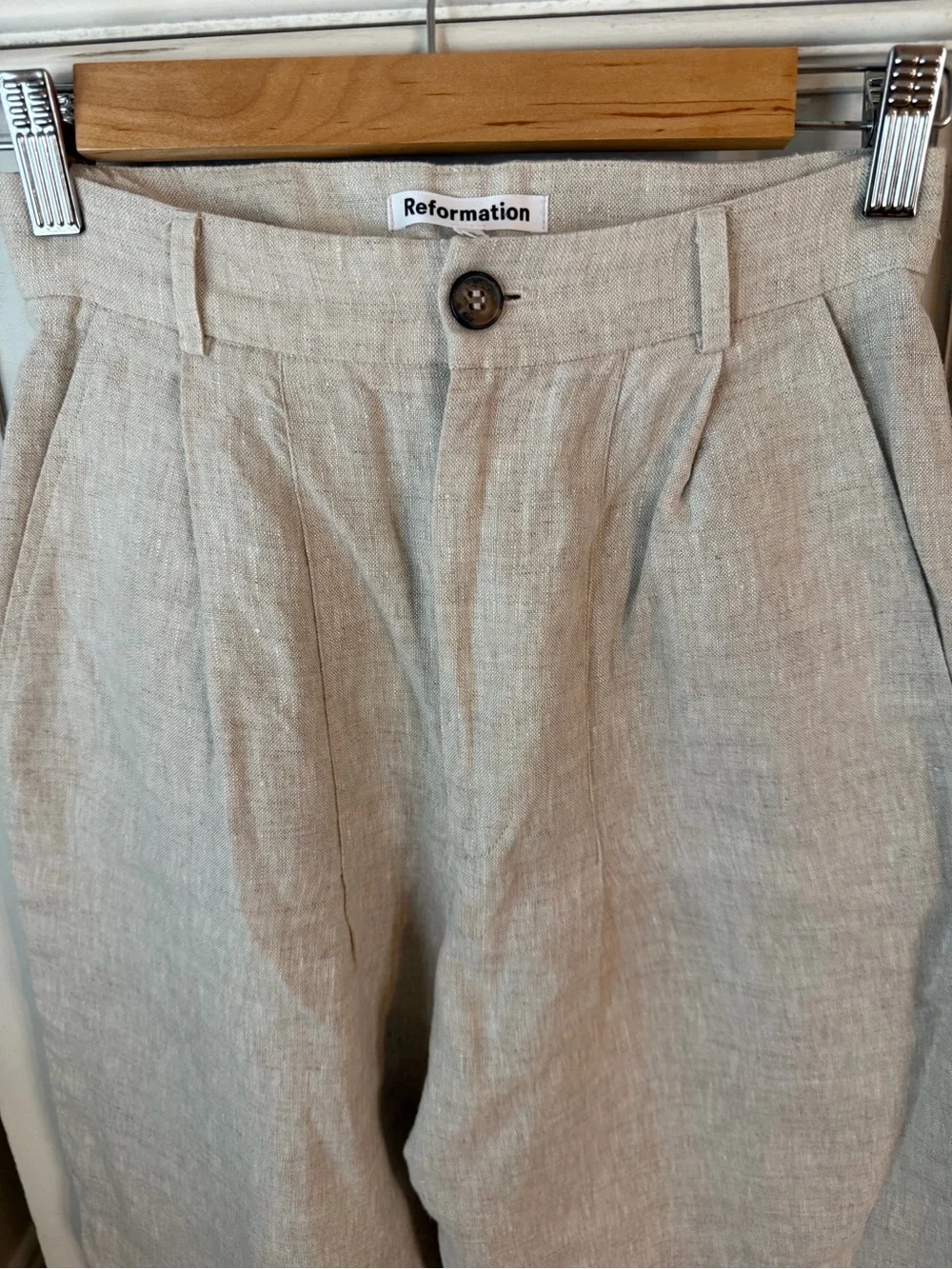 Reformation Sandstone Wide-Leg Linen Pants